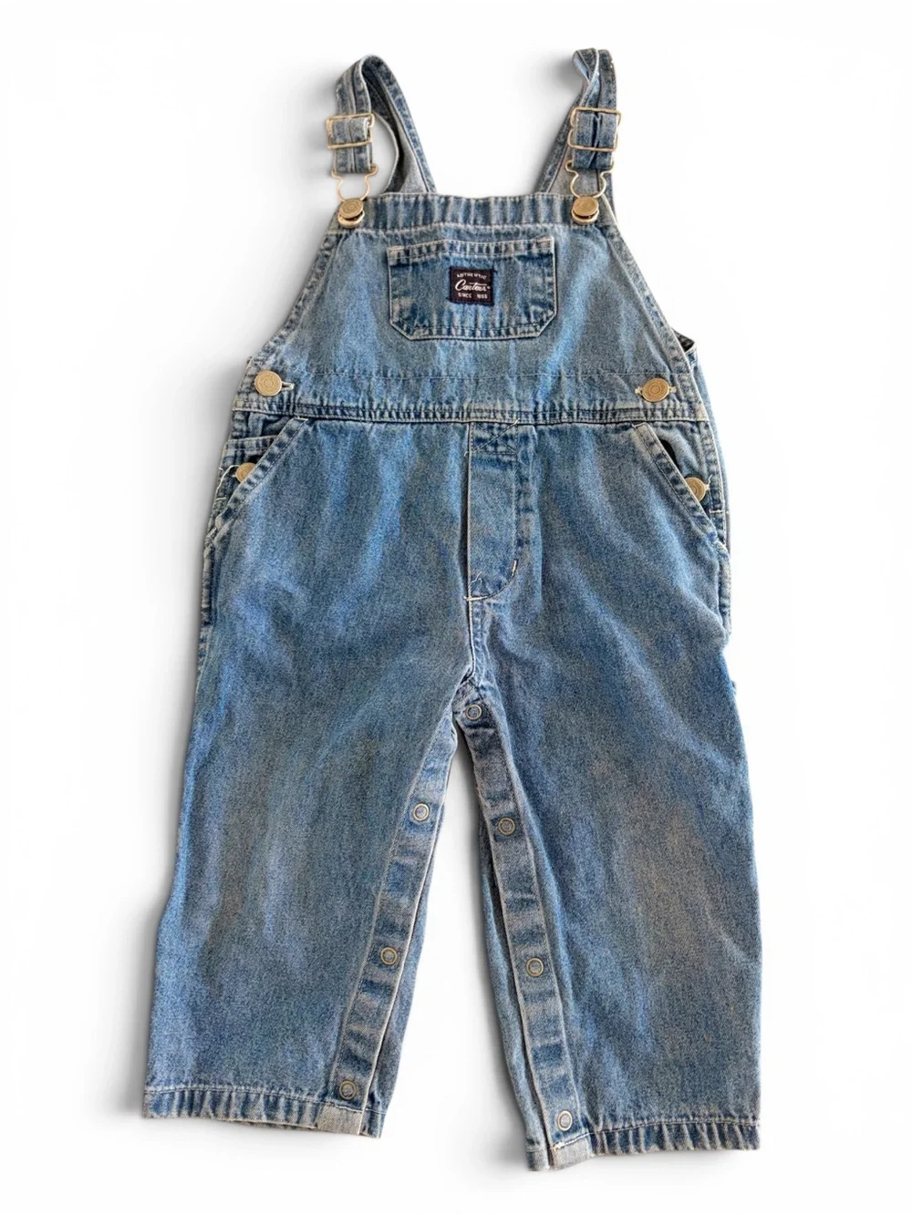 Carters Vintage Denim Overalls Bib - Light Blue